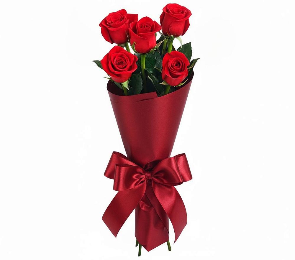 Букет 5 Красных роз Эдлесс Лав в Шарахалсуне