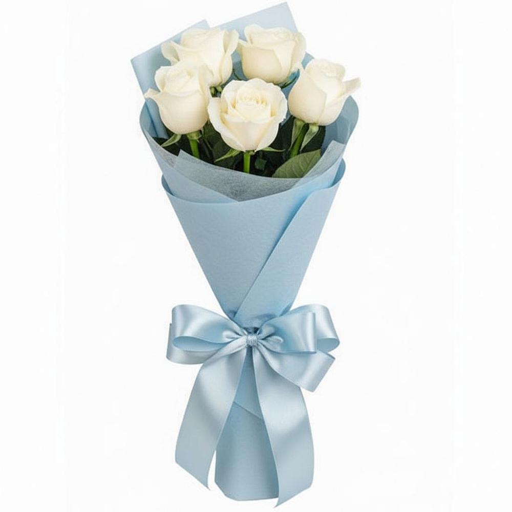 Букет 5 Белых роз Проуд в Шарахалсуне