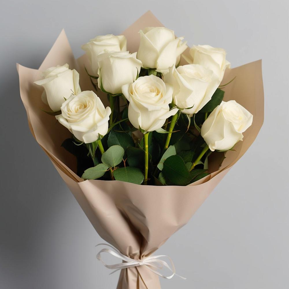 Букет 9 Белых роз Эдлесс Лав в Шарахалсуне