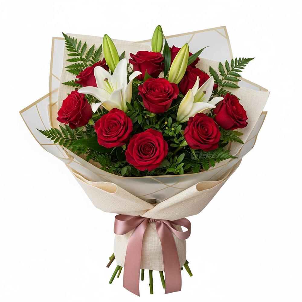 Букет цветов из: Лилии и Розы в Шарахалсуне