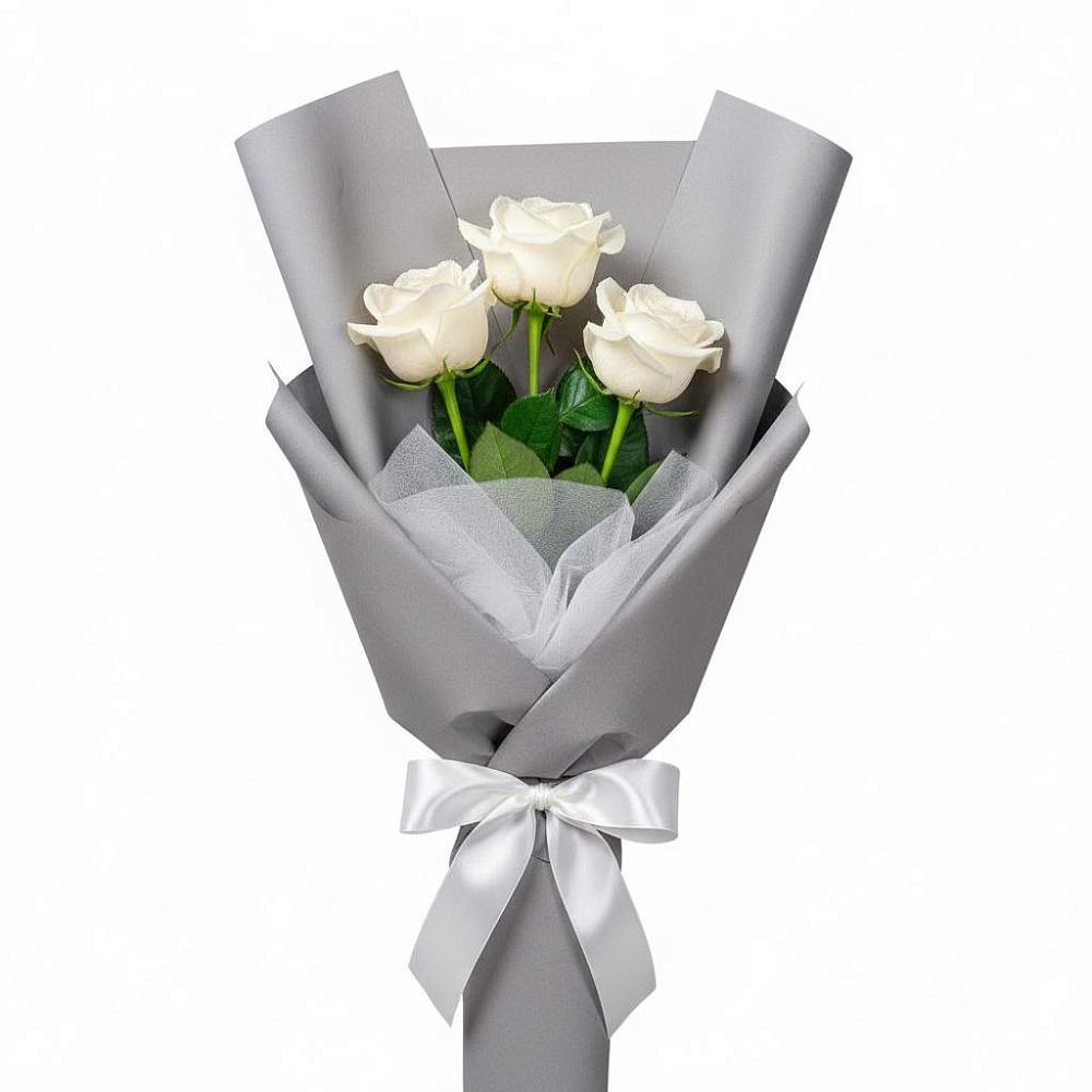 Букет 3 белые розы в Шарахалсуне