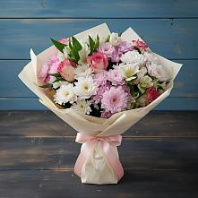 Букет цветов из:  Хризантемы, Альстромерии и Розы в Шарахалсуне