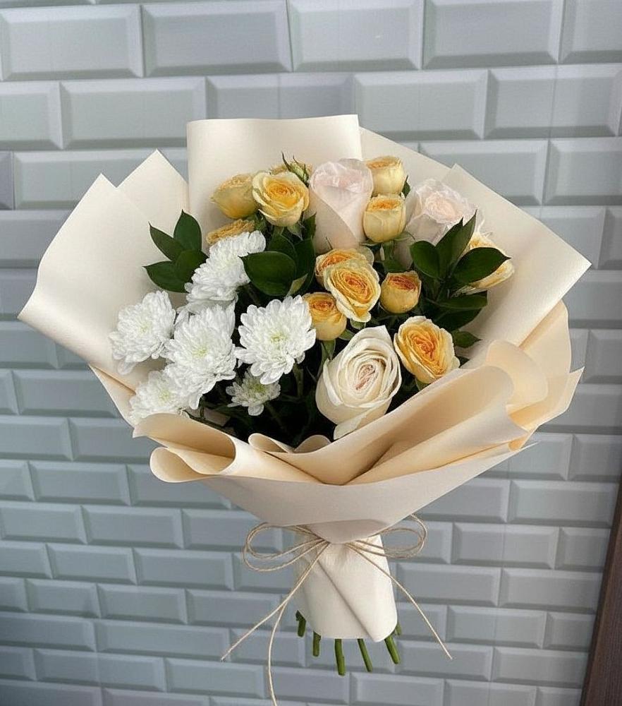 Букет цветов из: Розы и Хризантемы в Шарахалсуне