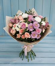 Букет цветов из:  Хризантемы, Розы и Альстромерии в Шарахалсуне