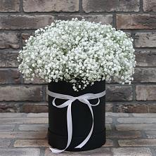 Цветочная композиция из Гипсофила в шляпной коробке в Шарахалсуне